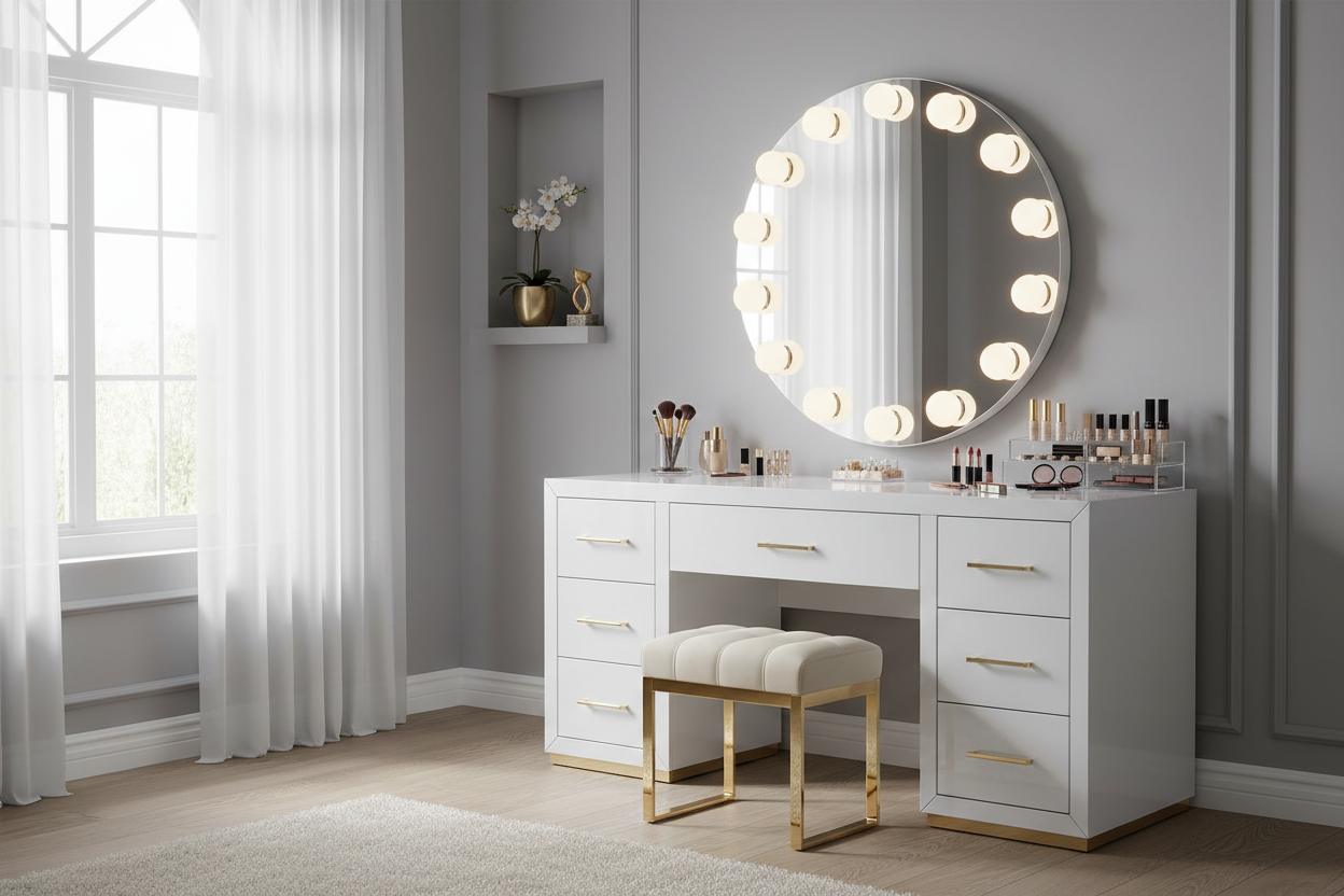 Elegance and Functionality: Choosing the Perfect White Lacquer Makeup Vanity
