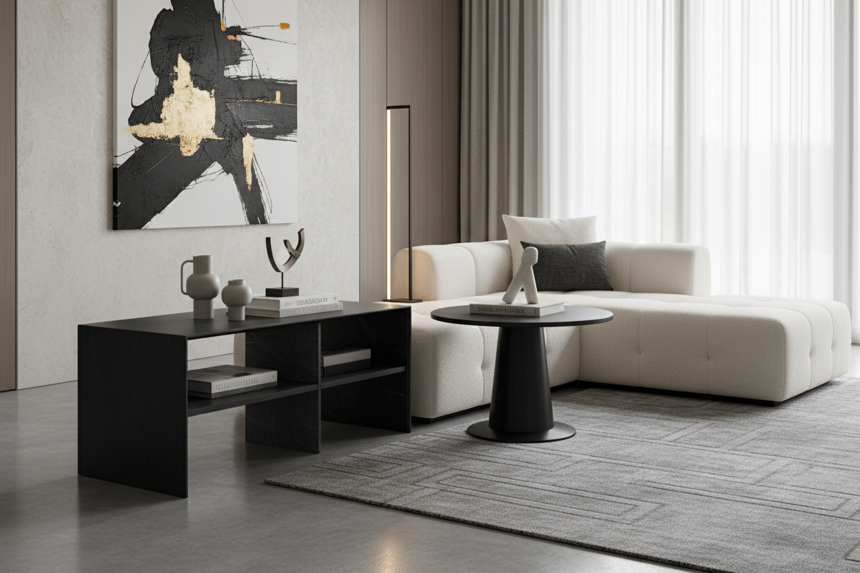 Elegant Black and Gray End Tables for a Stylish Home