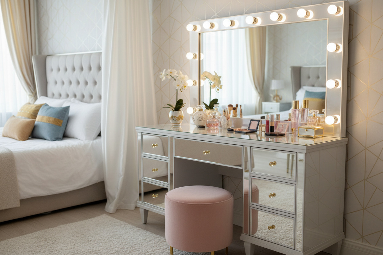 Elegant High Gloss Makeup Vanities to Elevate Your Space
