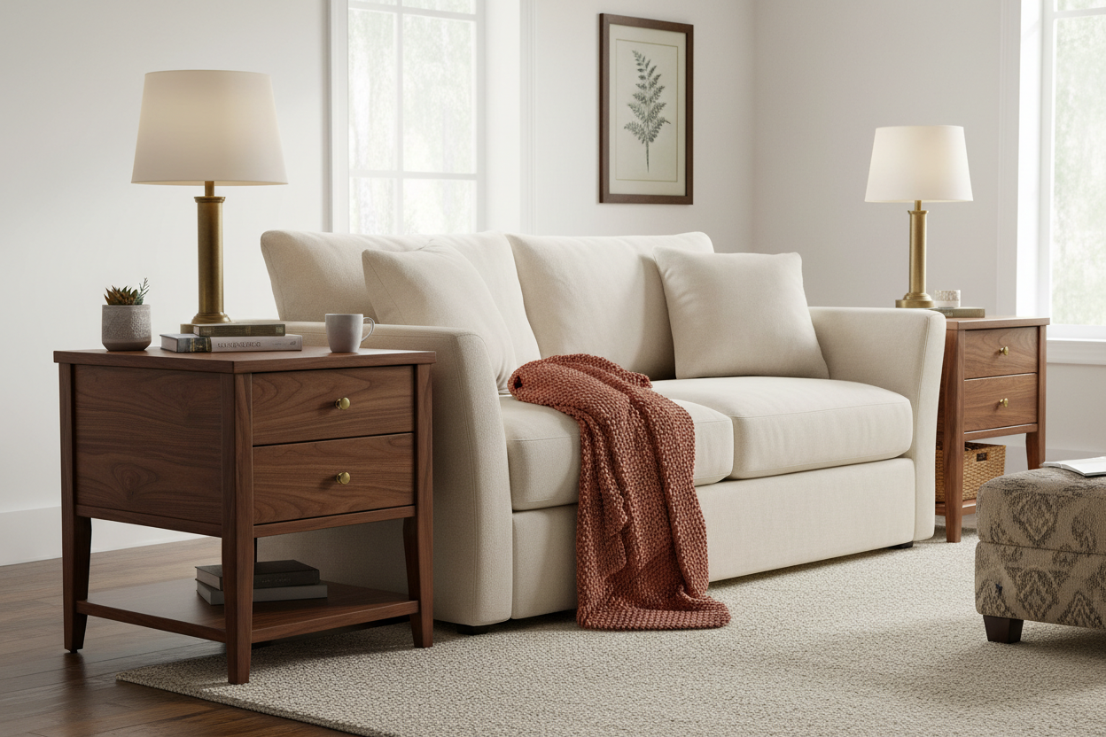 Elegant Wood End Tables with Storage for a Cozy Living Room