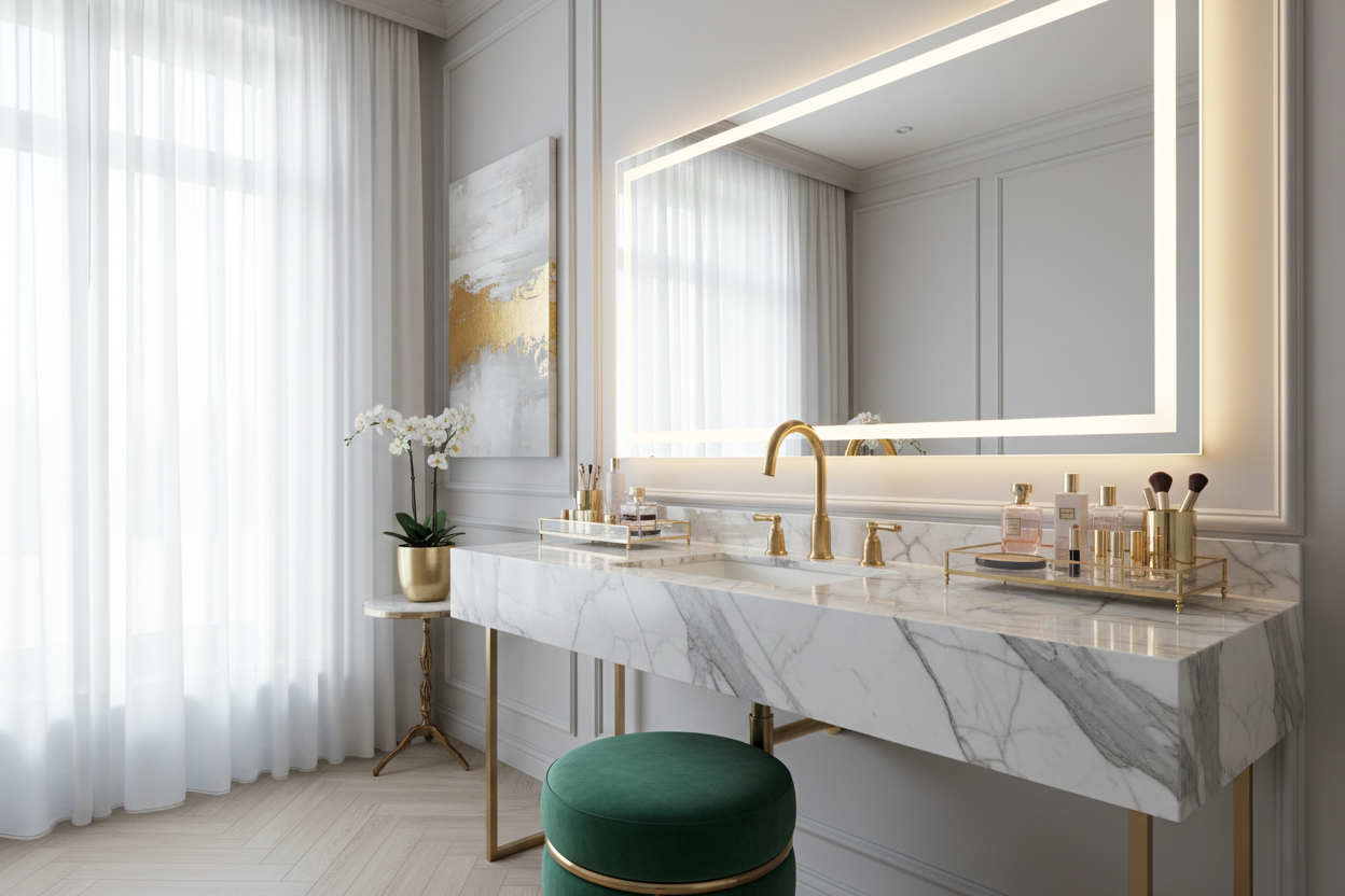 Elevate Your Beauty Space with a Marble Top Vanity