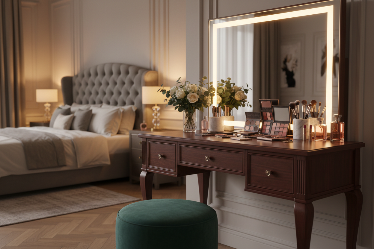 Elevate Your Space with a Dark Wood Makeup Vanity