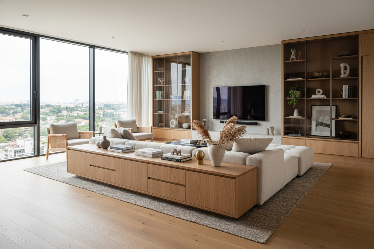 I'm Begging You to Put a Sofa Cabinet Behind Your Floating Couch