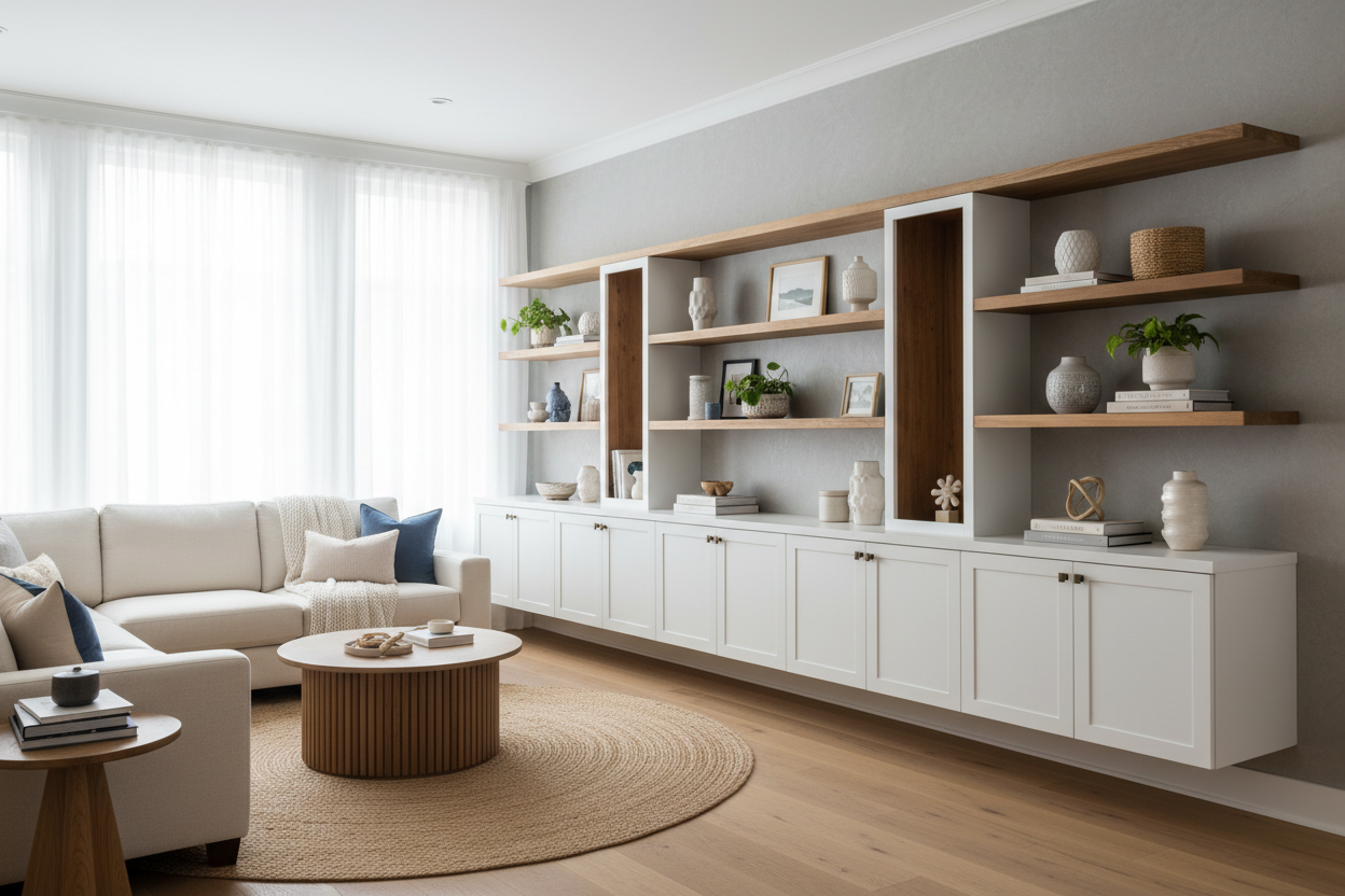 I Faked a Custom Built In Using Free-Floating Cabinets