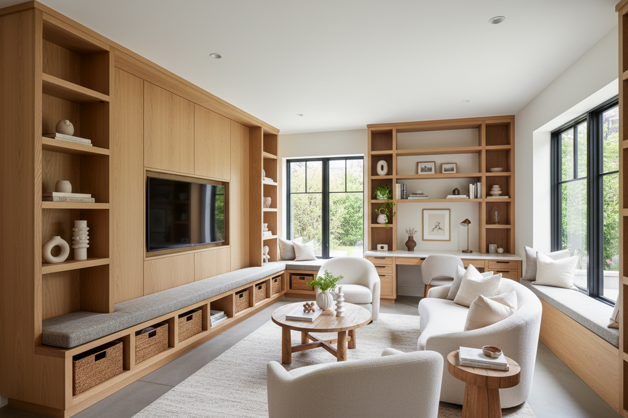 Your Awkward Living Room Actually Just Needs Built In Furniture