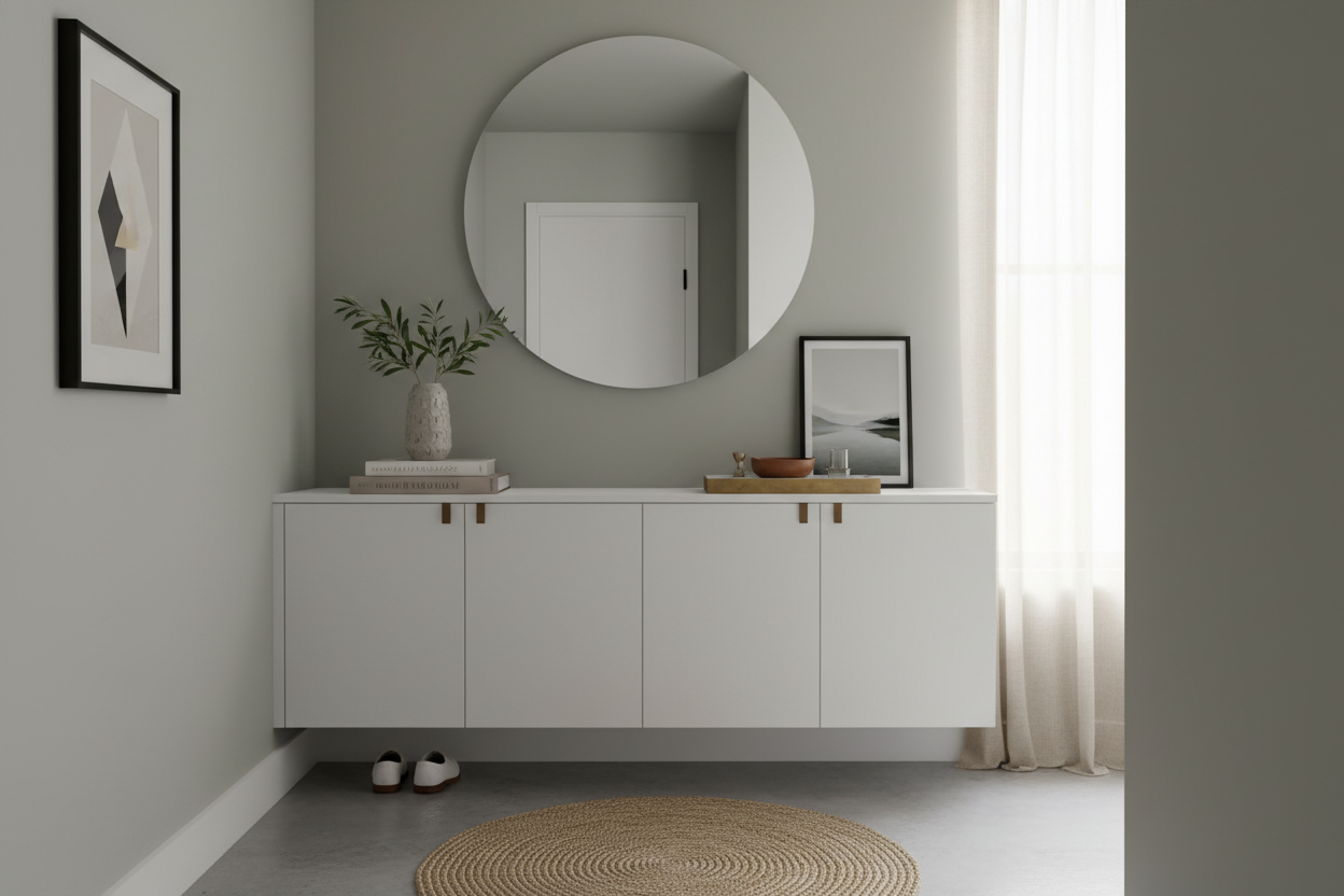 Your Cramped Entryway Actually Needs a Shallow Cabinet for Hallway