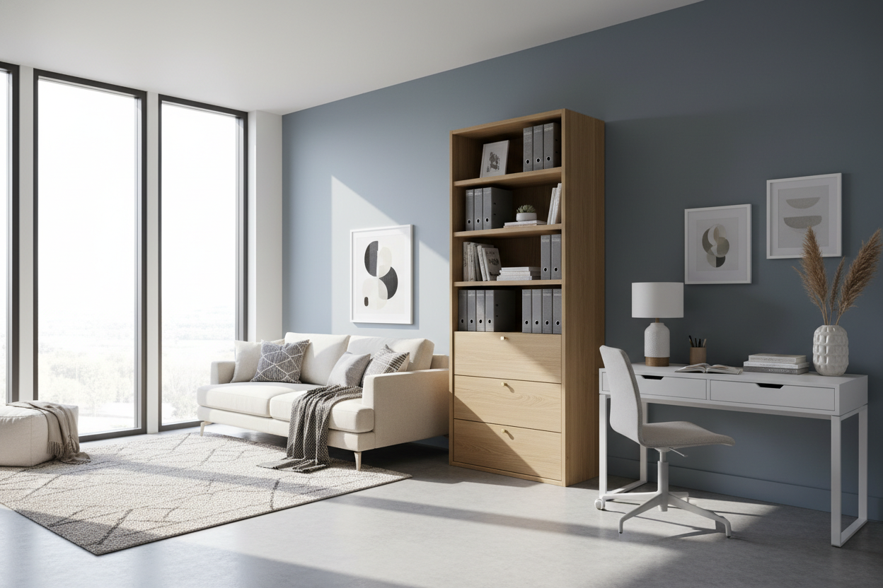 How a Tall Cabinet With Drawer Saved My WFH Guest Room