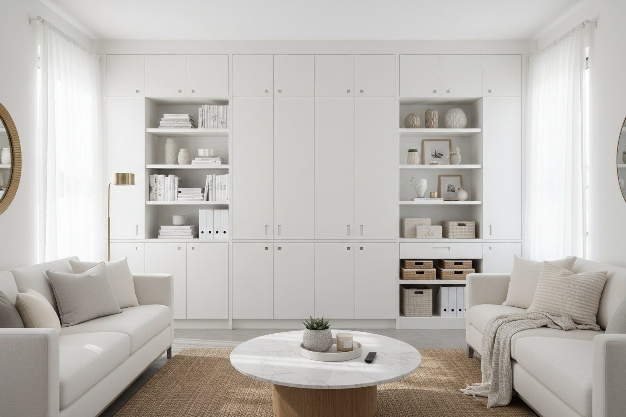 Will a White Living Room Storage Cabinet Just Look Like a Kitchen Pantry?