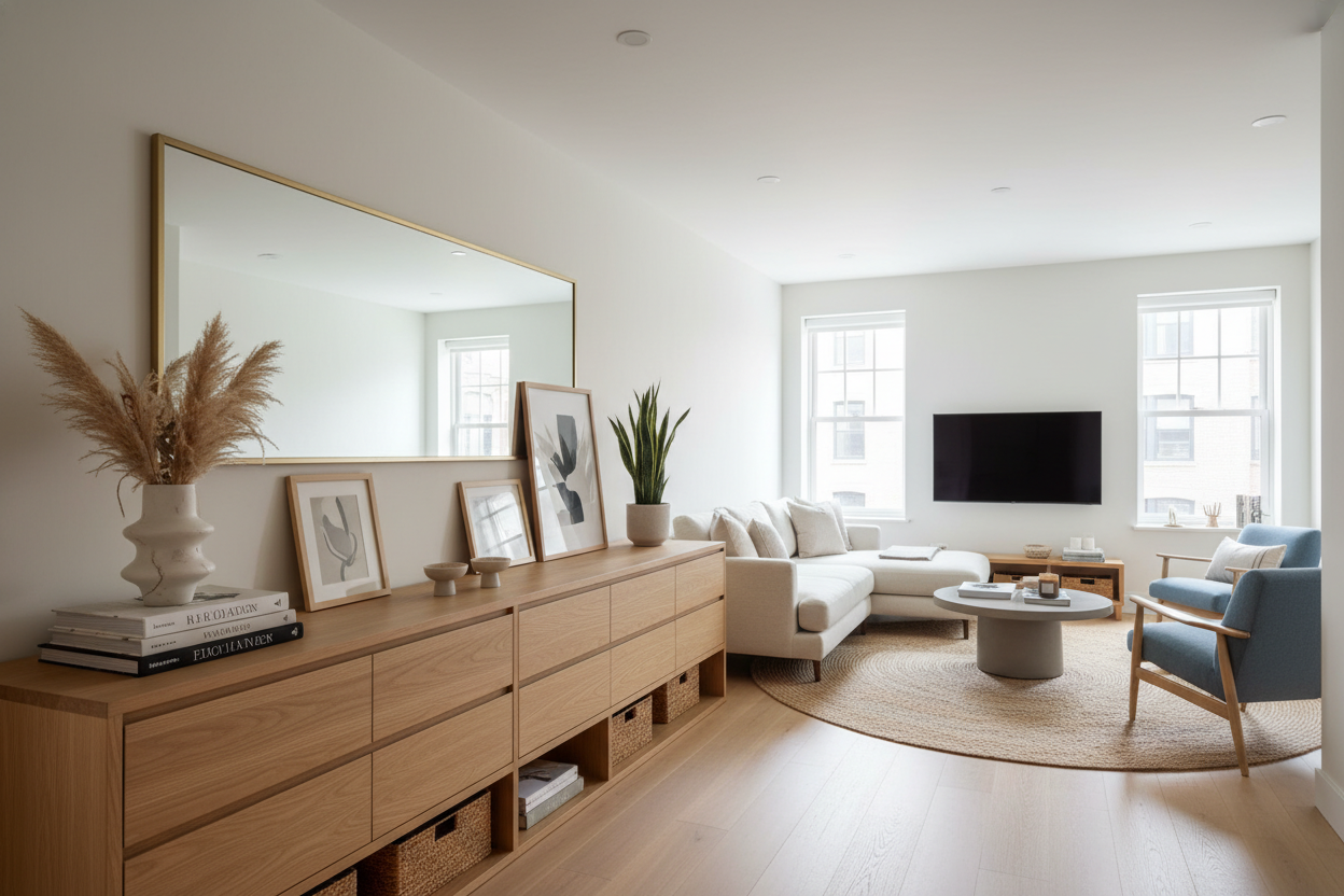 How a Long Low Cabinet With Drawers Fixed My 'Bowling Alley' Room