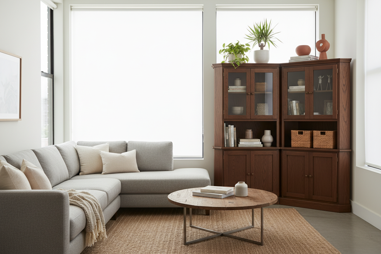How a Corner Cabinet Crate and Barrel Sells Fixed My Awkward Living Room