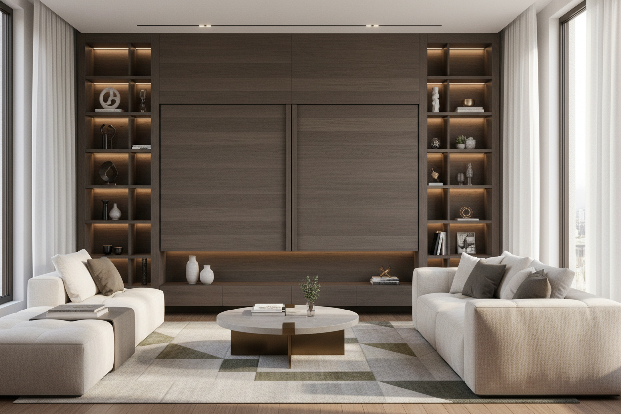 My Secret to Hiding Tech? A Wall TV Cabinet With Doors That Enclose TV