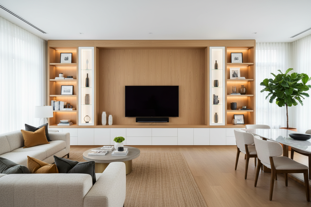 Why Your Open Floor Plan Desperately Needs a Built-In Media Wall