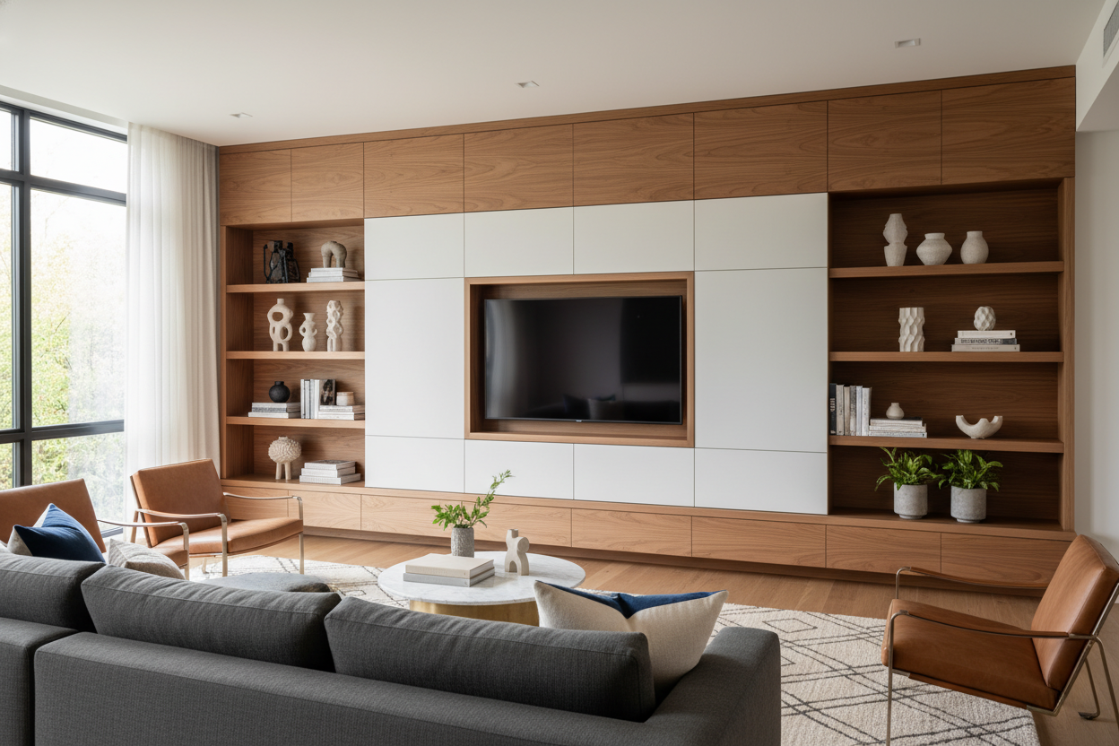 Your Tangled Cords Need a Modern Entertainment Center Wall Unit