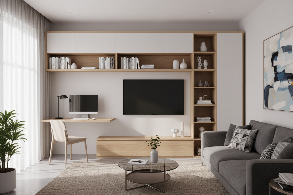 Stop Splitting Your Room: The Case for a TV and Desk Wall Unit