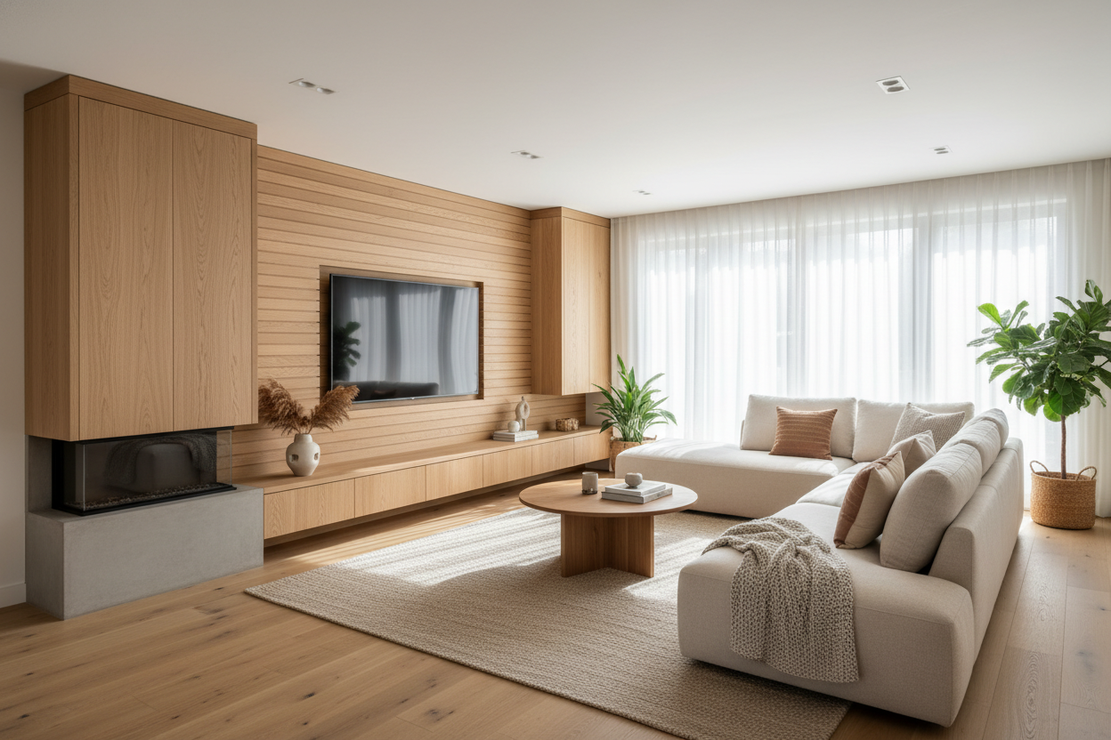 Why I Ditched My Glossy Media Center for a Wooden TV Wall Unit