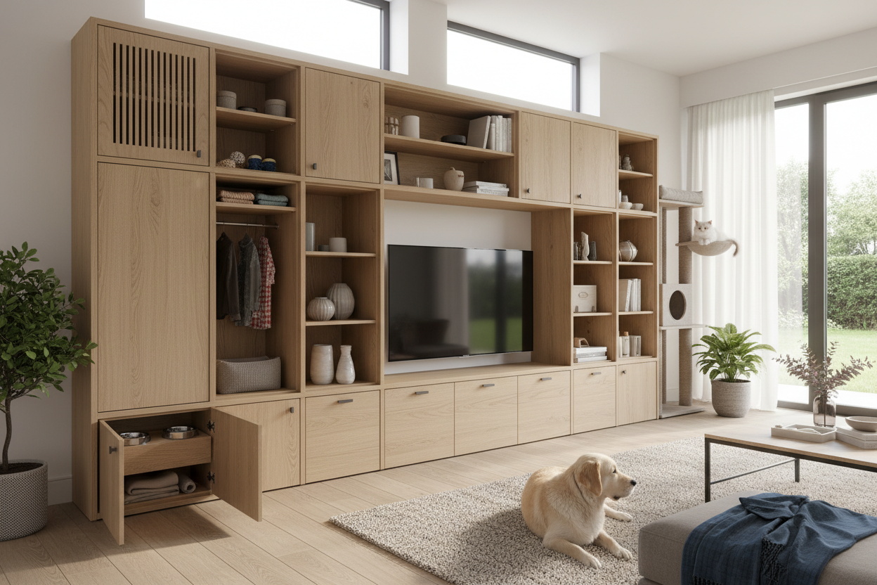 Can Furniture Wall Units Actually Hide Your Ugly Pet Gear?