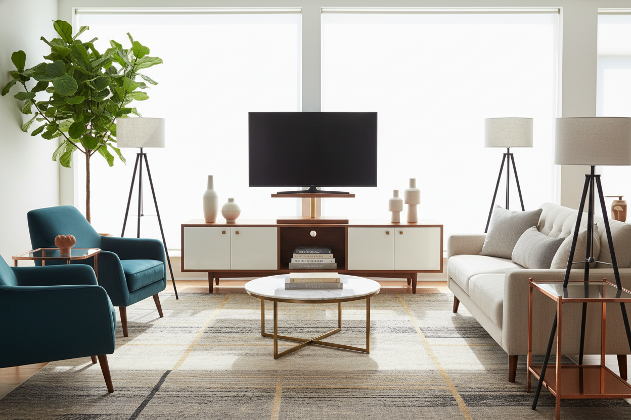 Is a Walnut and Gold TV Stand Too Glam for a Normal Living Room?