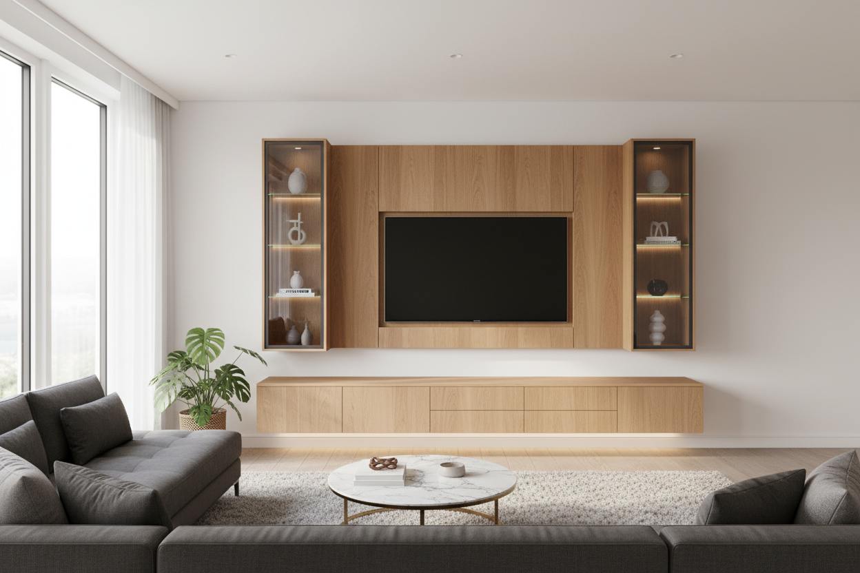 That Blank Space Under Your TV Needs a Flat Screen TV Wall Cabinet