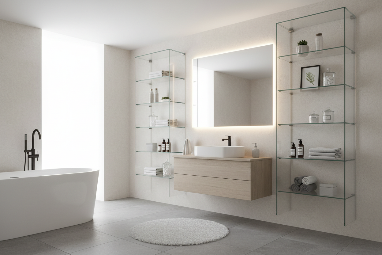 How a Glass Wall Shelf Cabinet Saved My Windowless Bathroom