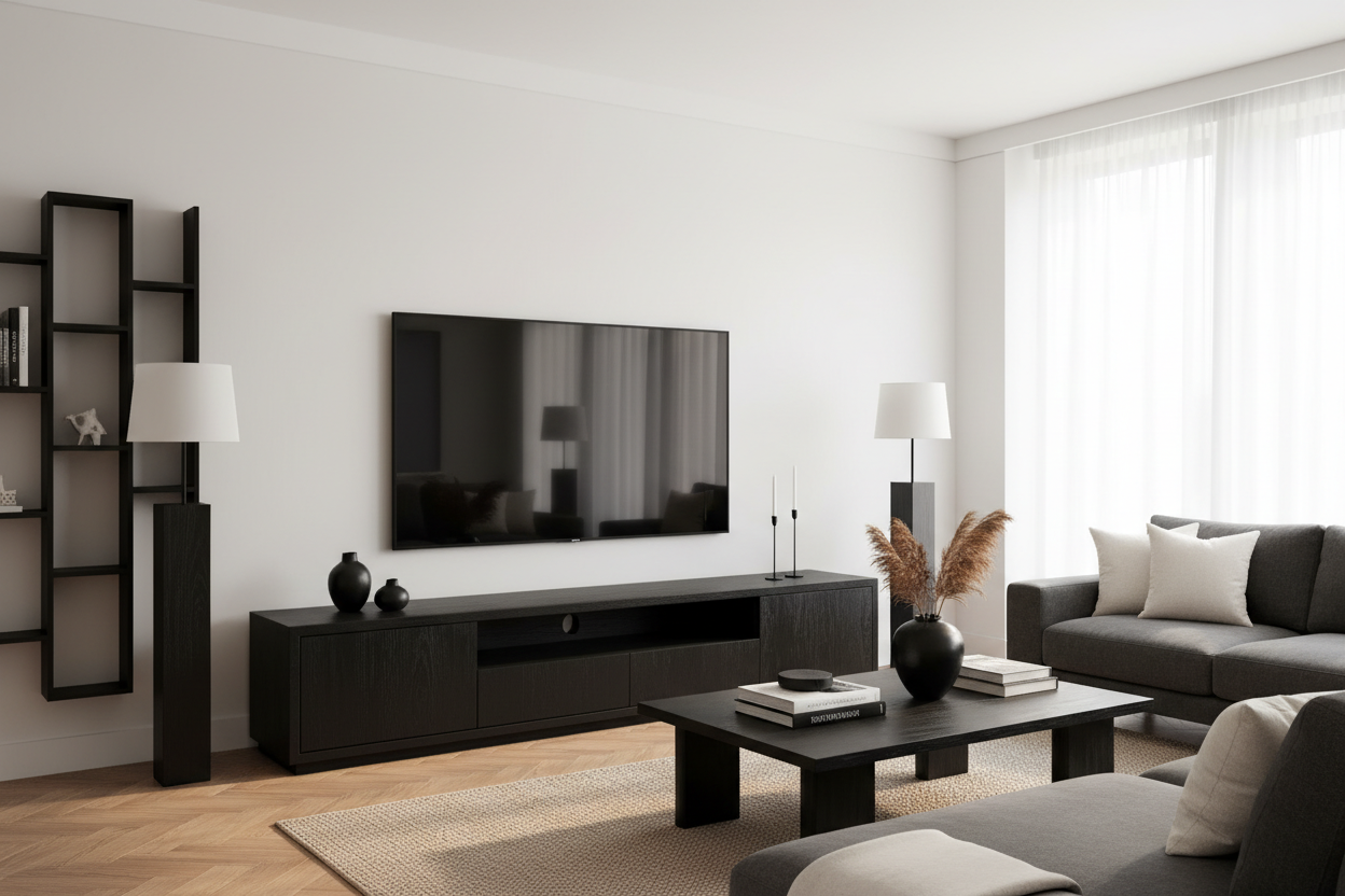 Why I Always Use Black Wood TV Stands for Giant Screens