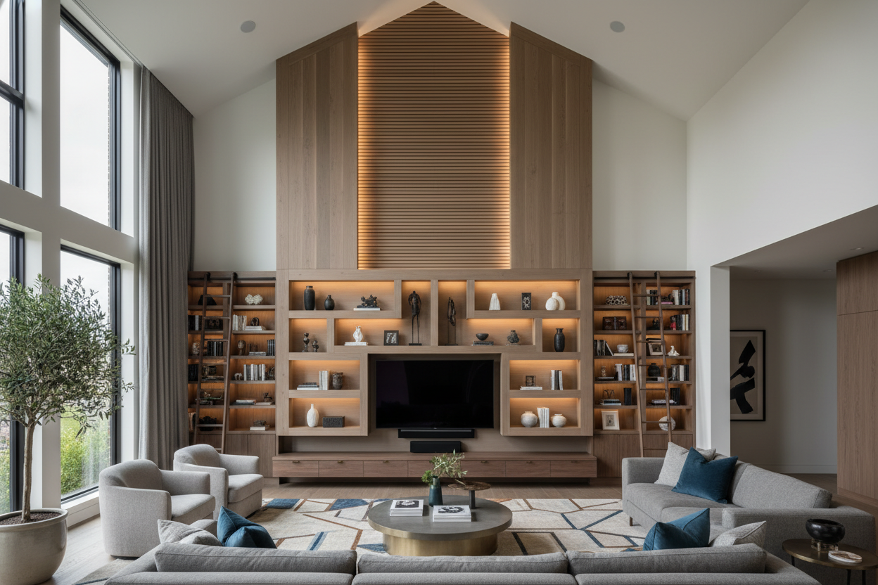 How to Fix a Built In Entertainment Center Vaulted Ceiling Layout