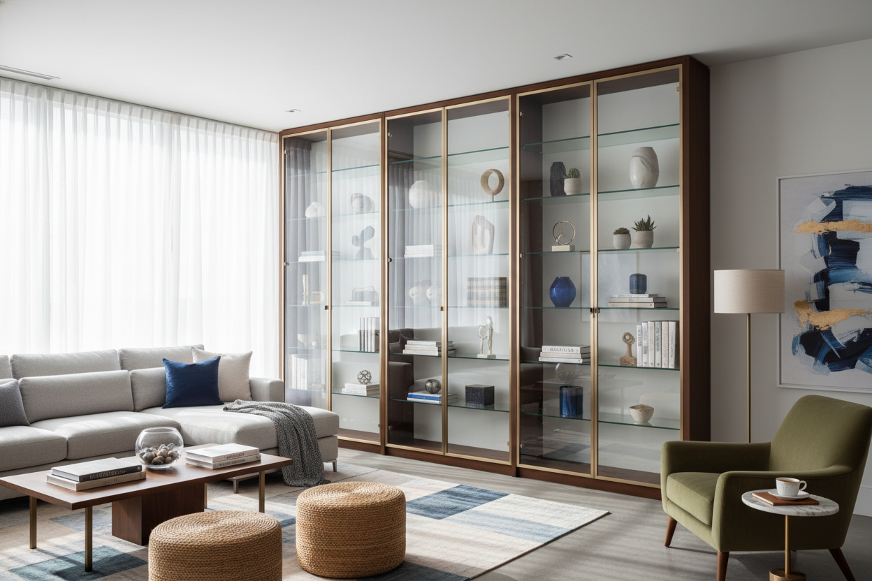 Why Your Living Room Needs a Shelf Unit: Glass Doors Save the Day