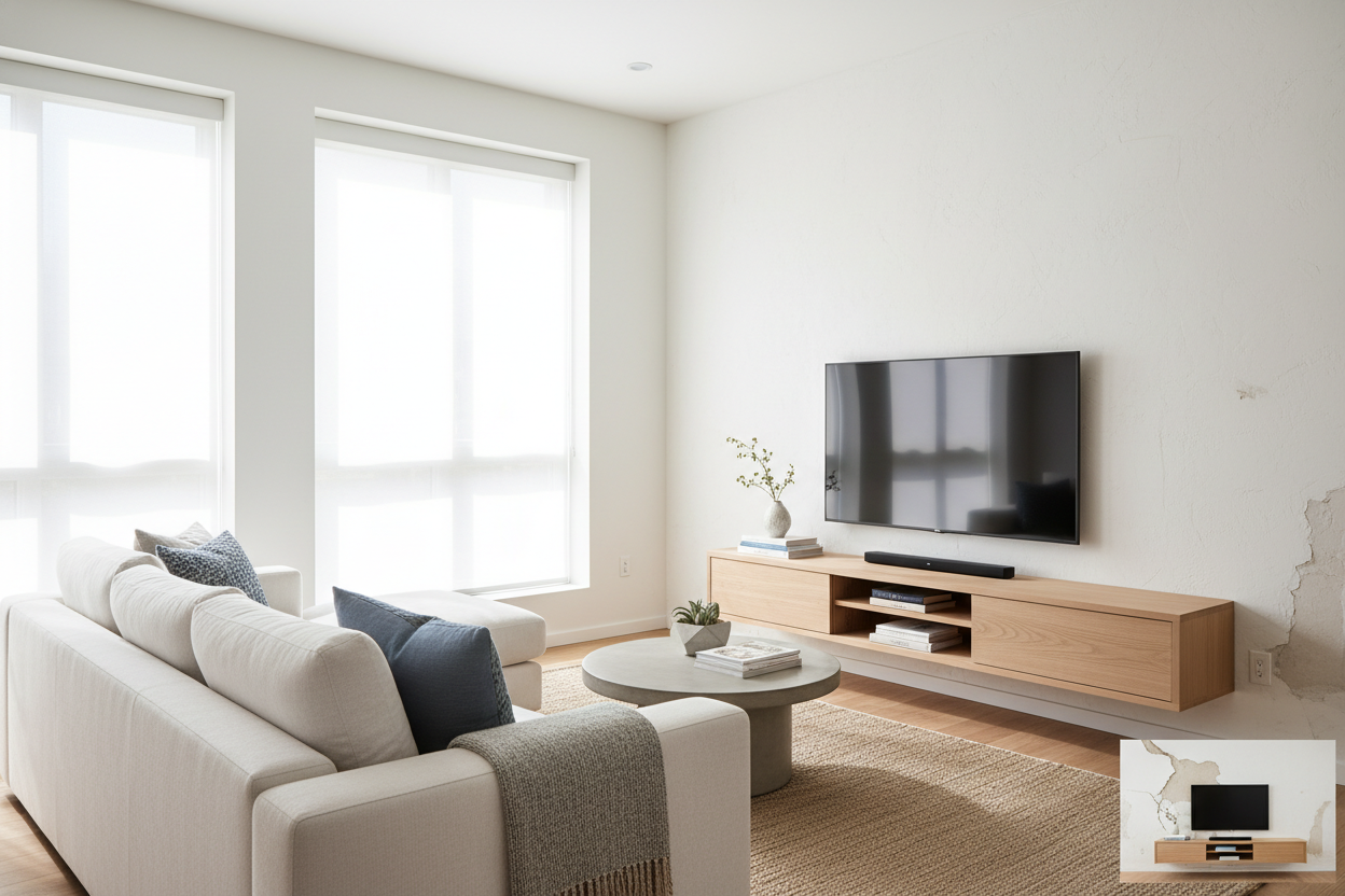 How a Thin TV Stand Saved My Crumbling Plaster Walls