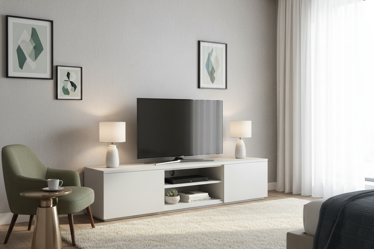 How I Finally Styled a 49 Inch TV Stand in My Tiny Bedroom
