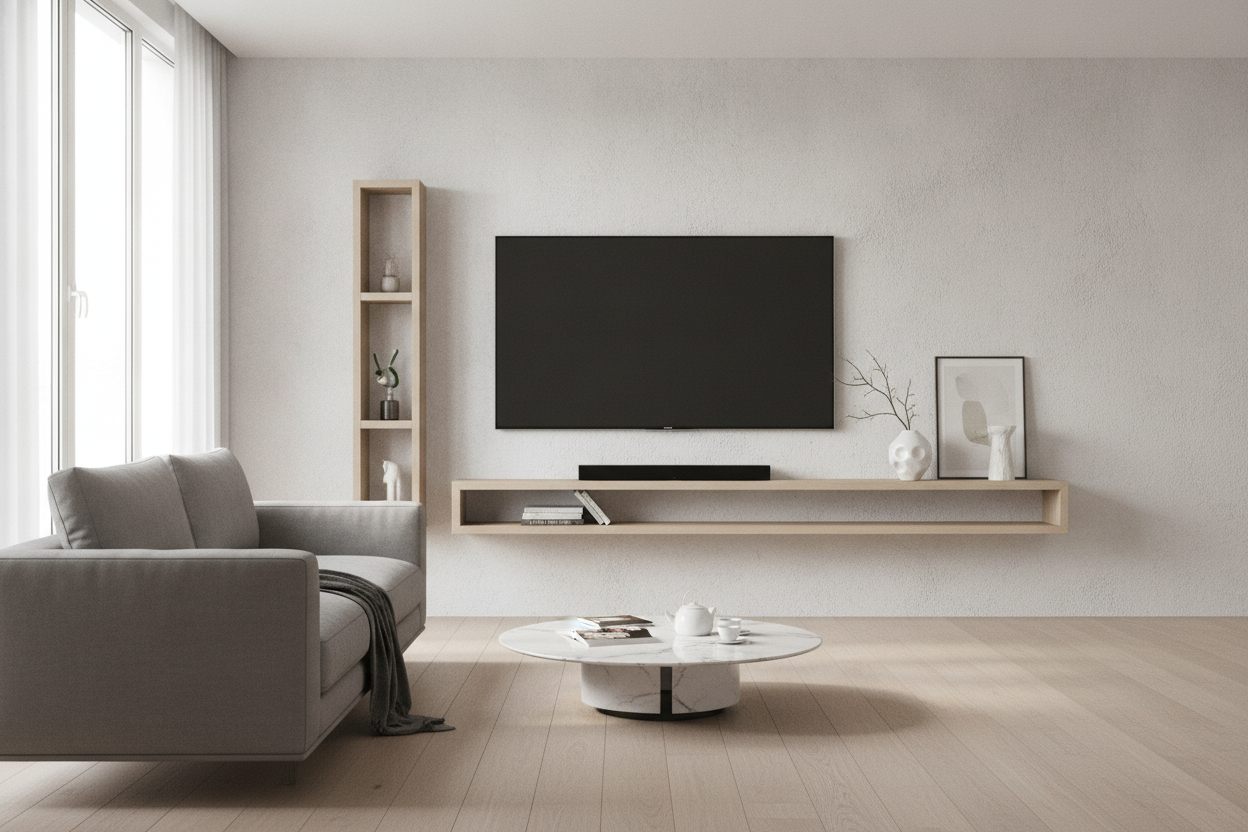 Does a TV Shelf Floating on the Wall Actually Save Space?