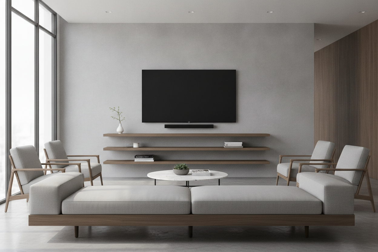 The Spacing Mistake Ruining Your TV Wall Mount With Floating Shelves