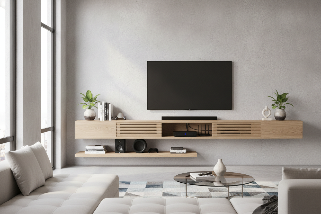 How I Hid Ugly Tech With a Floating Shelf for TV Components