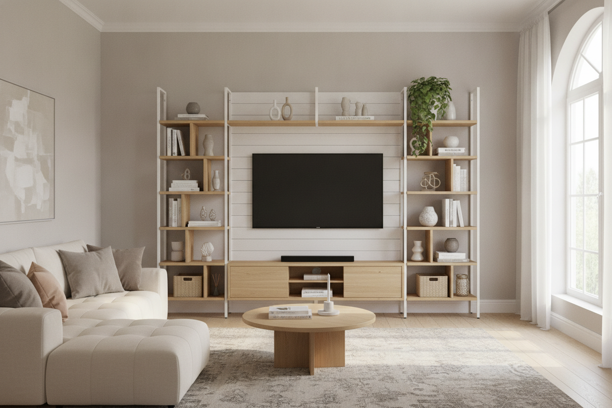 How I Faked Custom Built-Ins With a Modular TV Wall Shelf Unit