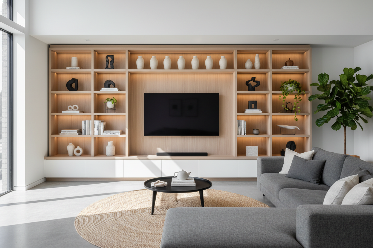 I Swapped My Awkward Gallery Wall for One Giant Media Wall Shelf