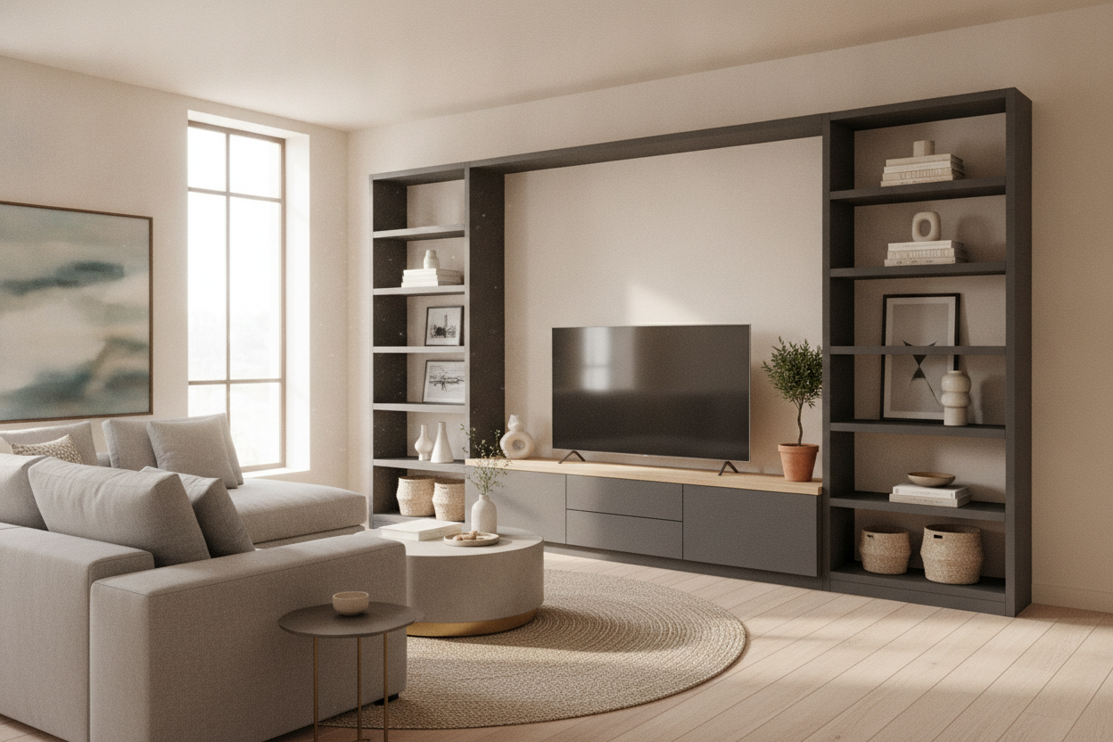 Why Your Giant Wall Needs a TV Stand Side Shelves Combo