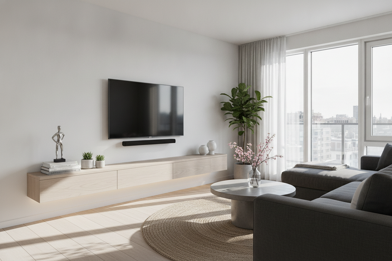 Why I Replaced My Bulky Console With a Wall Shelf TV Stand