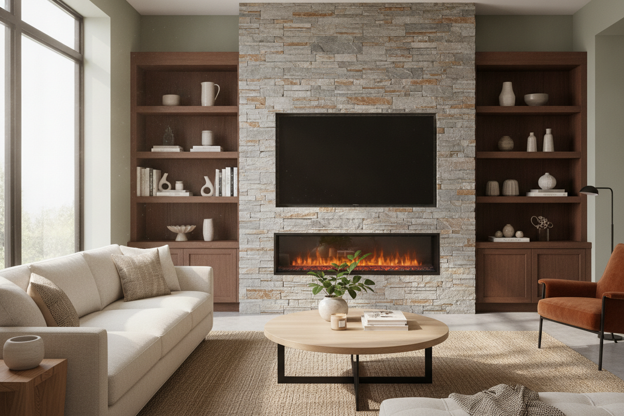 I Thought a Fireplace TV Stand Stone Finish Meant Tacky Faux-Rock
