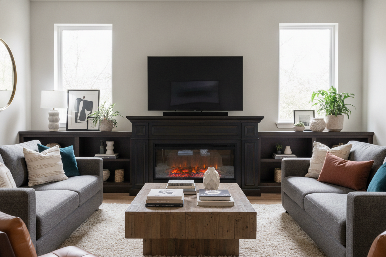 I Swore Off Dark Furniture, Then Bought an Espresso Fireplace TV Stand