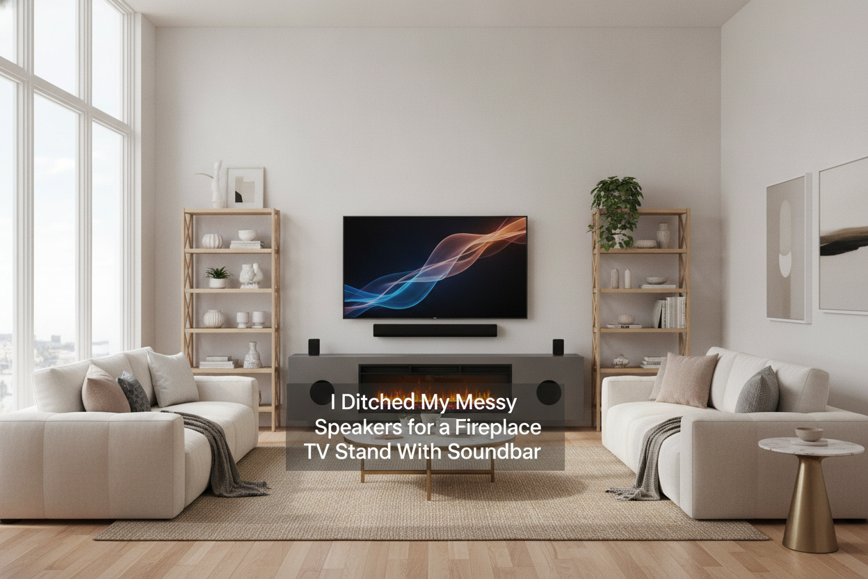 I Ditched My Messy Speakers for a Fireplace TV Stand With Soundbar