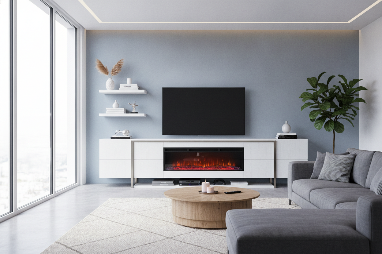 I Ditched Space Heaters for an Electric Infrared Fireplace TV Stand