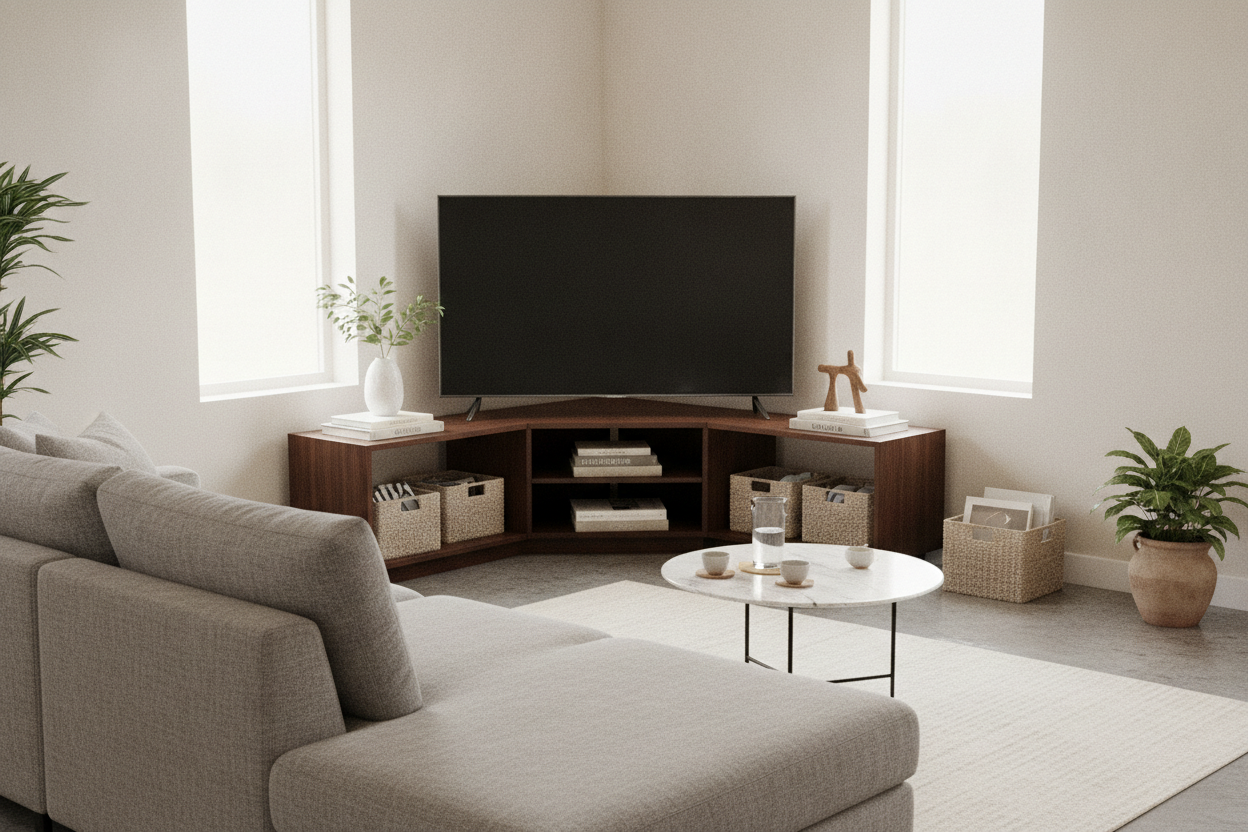 How a Corner TV Stand 65 Inch Fixed My Terrible Floor Plan