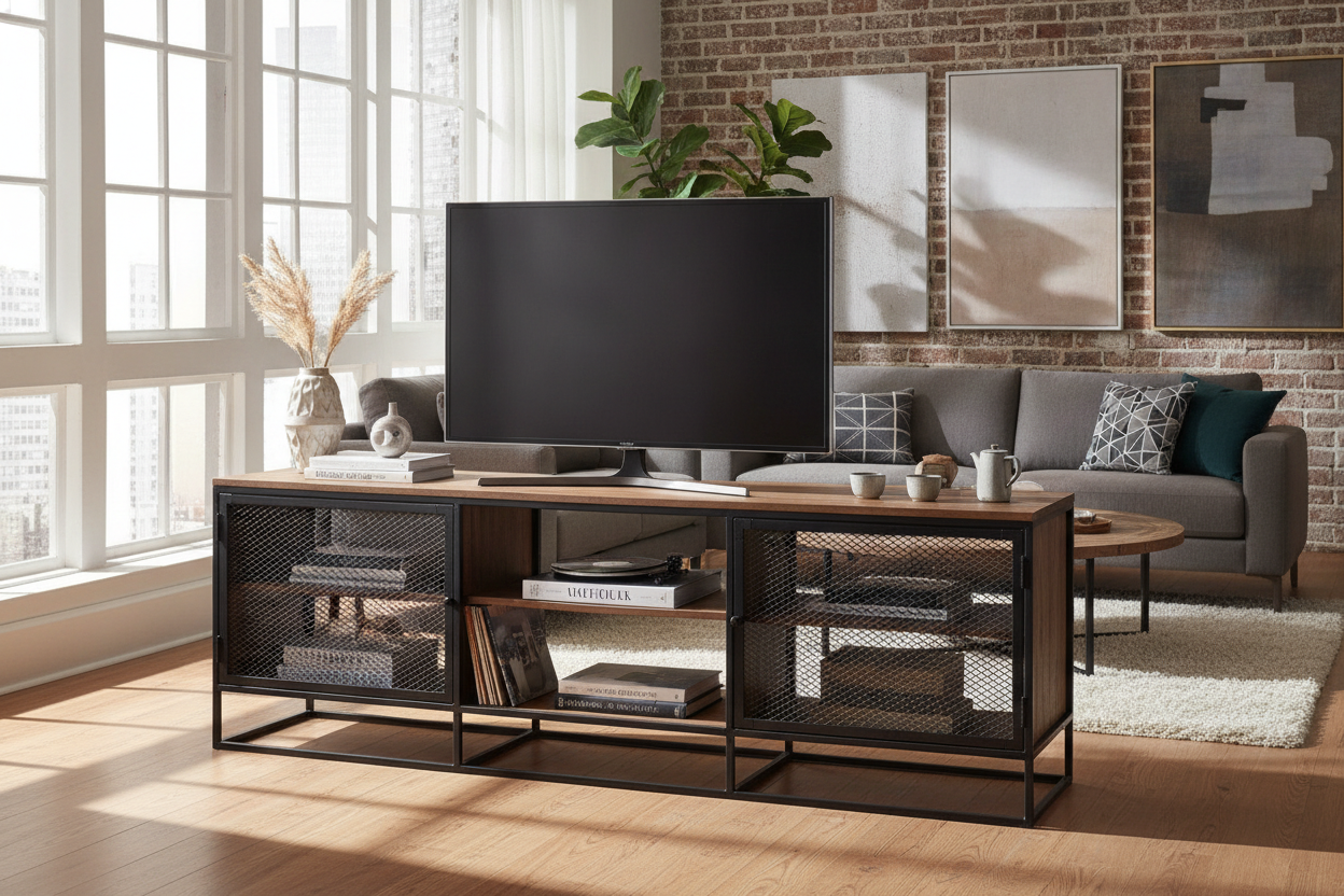 Why an Industrial TV Stand Doesn't Have to Look Like a Garage