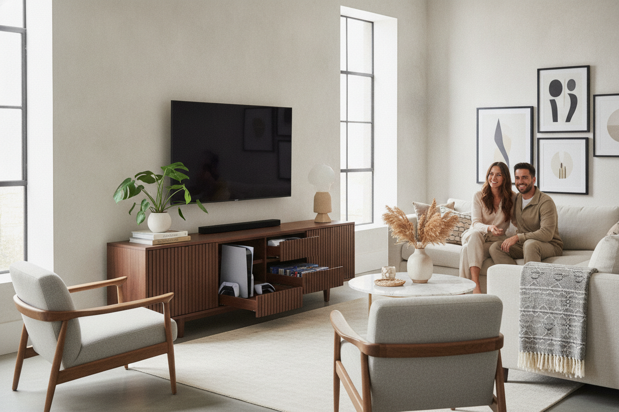 How We Hid the Console: Our PlayStation TV Stand Compromise
