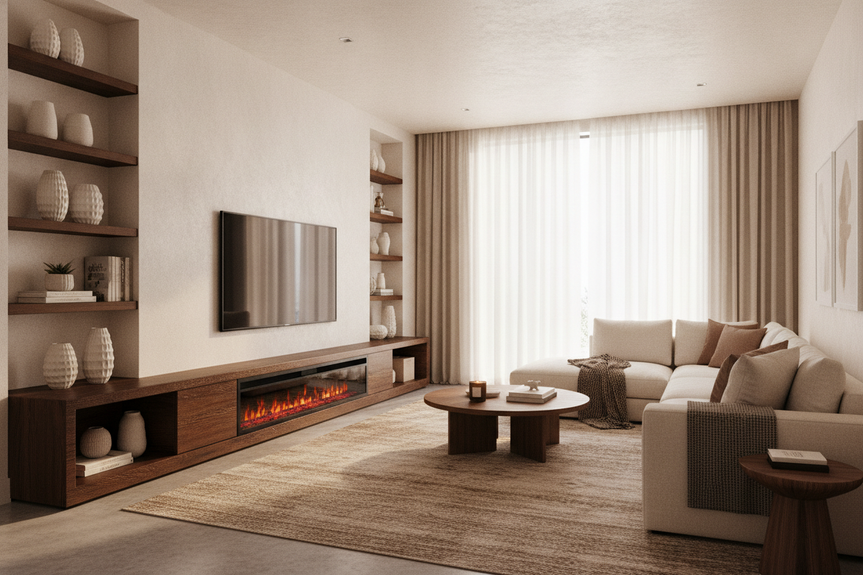 How a Brown Fireplace TV Stand Fixed My Living Room's 'Black Hole'