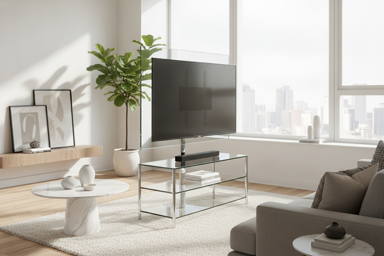I Refused to Drill My Walls (So I Bought a Glass TV Stand and Mount)