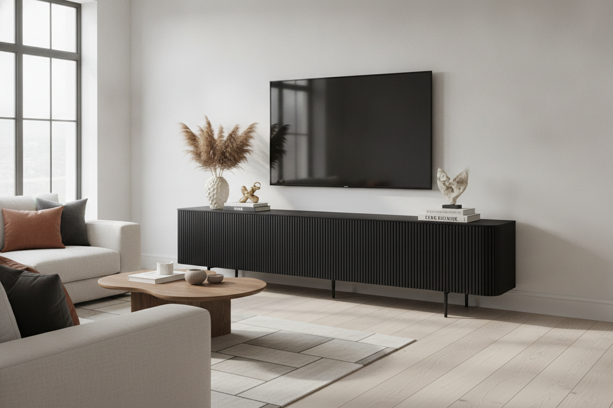 Why I Chose a Black Fluted TV Stand Over Smooth Wood