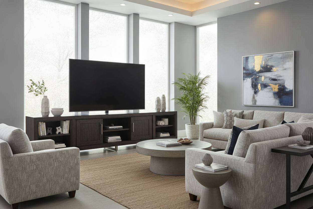 Why the Carrington TV Stand Actually Makes Giant Screens Look Good