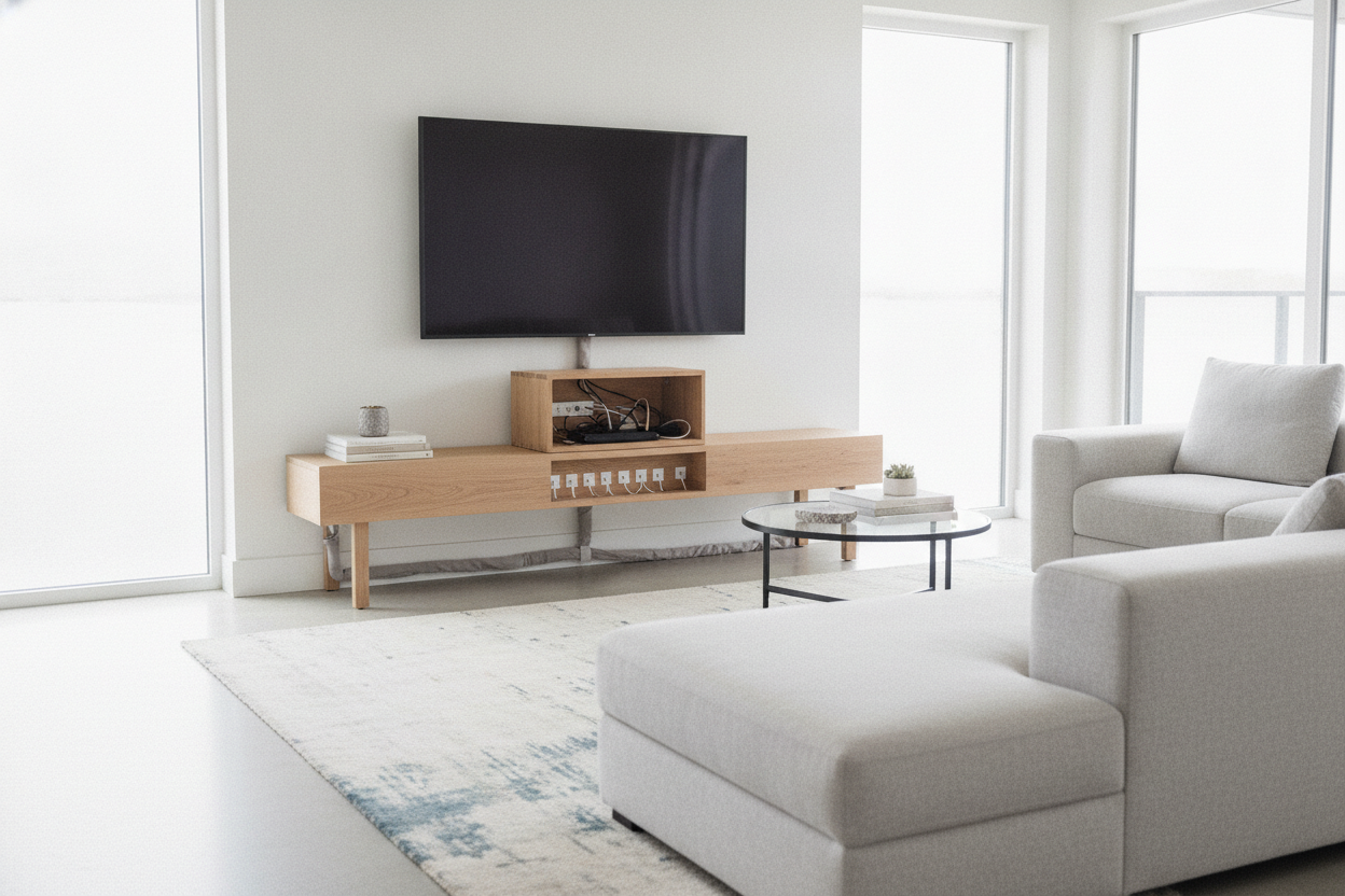 How to Actually Hide Cords on a Minimalist Table for Under TV