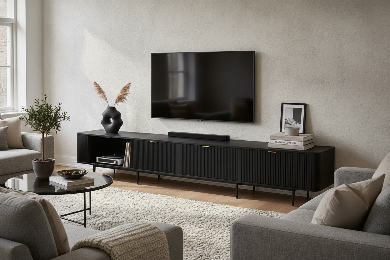 Why Your Black TV Console Looks Like a 90s Stereo Cabinet