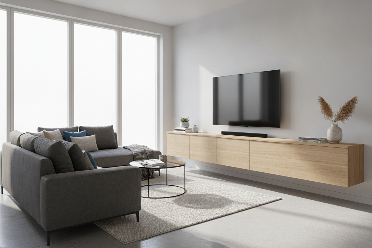 I Mounted a TV Console Floating Above the Floor (And Survived)
