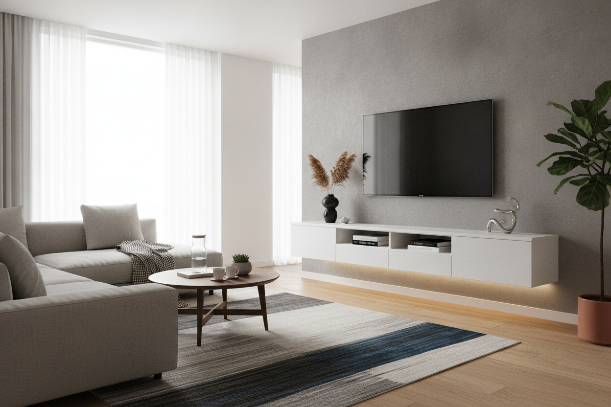 I Put a 90 Inch Floating TV Stand in a Surprisingly Small Room